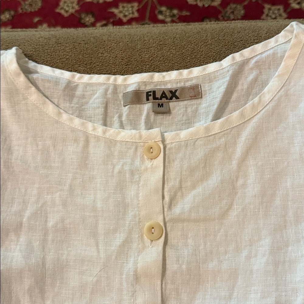 Flax Women’s 100% Linen Long Sleeve Top Shirt Size Medium Button (TD) - Picture 3 of 6